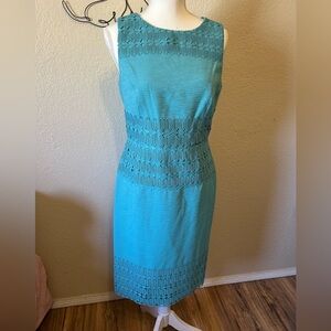 Antonio Melani Beatrice Sheath Dress Knee Length Sleeveless Cocktail Teal Size 6